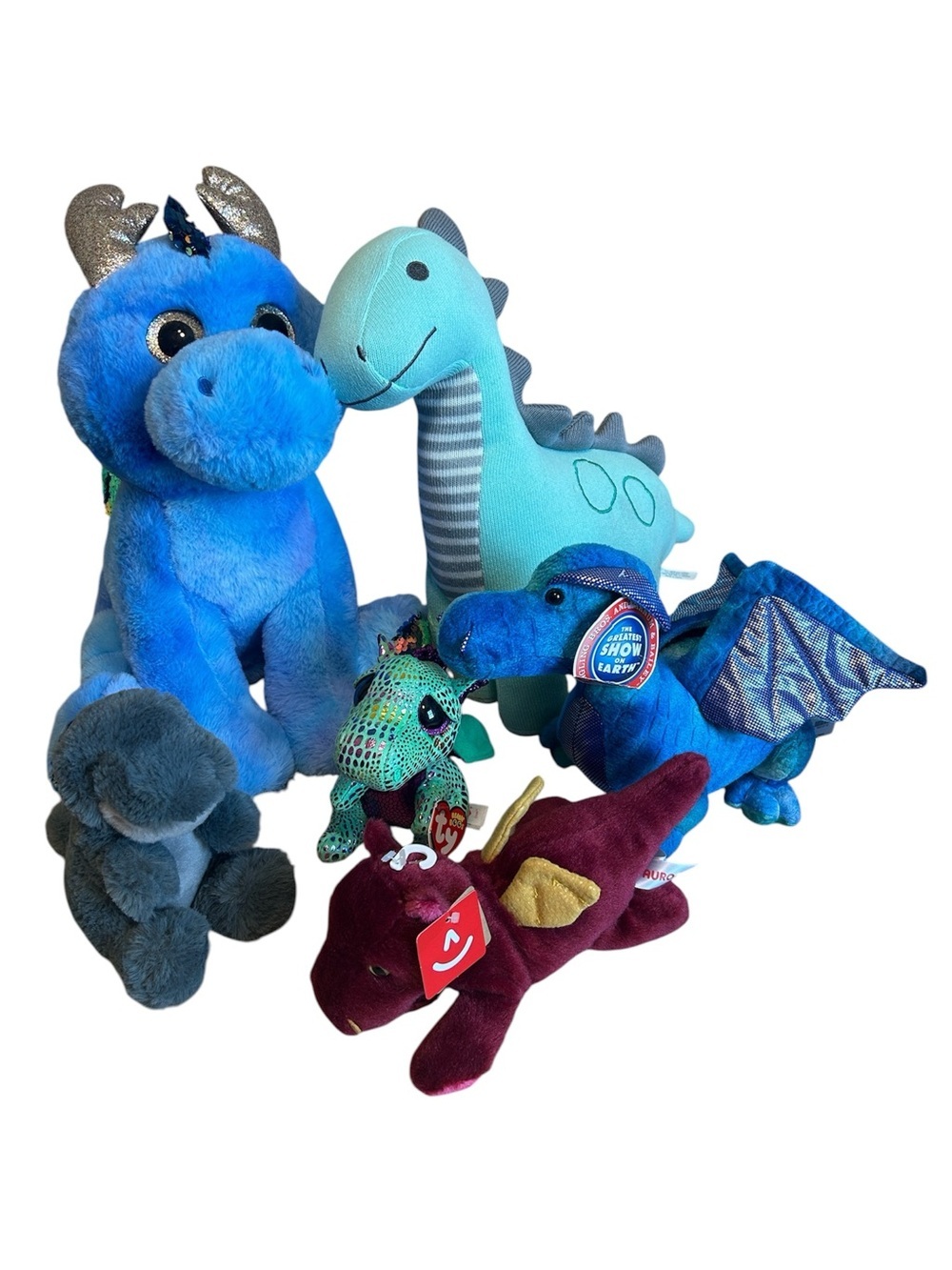 Bundle 6 Plush Dragons Soft Stuffed Animal 3 NWT 3 Large 3 small